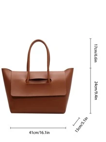 Minimalist Flap Shoulder Tote Bag Beach Bag For Summer Back To School For Travel Travel Essentials For Holiday Gym Bag For Camping Summer Accessories For Vacation Cruise Essentials For Hiking Travel Organizer Hospital Bag Travel Accessories For Camp - Brown - View 2