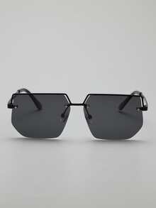 Hombres Gafas de sol semi sin montura - Negro - Ver 3