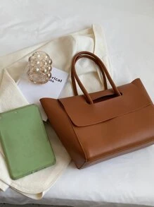 Minimalist Flap Shoulder Tote Bag Beach Bag For Summer Back To School For Travel Travel Essentials For Holiday Gym Bag For Camping Summer Accessories For Vacation Cruise Essentials For Hiking Travel Organizer Hospital Bag Travel Accessories For Camp - Brown - View 5