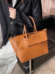 Minimalist Flap Shoulder Tote Bag Beach Bag For Summer Back To School For Travel Travel Essentials For Holiday Gym Bag For Camping Summer Accessories For Vacation Cruise Essentials For Hiking Travel Organizer Hospital Bag Travel Accessories For Camp - Brown - View 7