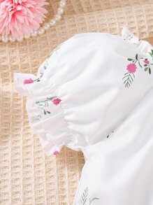 Toddler Girls Floral Print Cold Shoulder Top & Belted Skirt - Multicolor - View 4