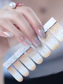 Nail Sticker, 14pcsnail Decal & 1pc Nail Buffing Block, For Women/girls Diy Nail Art Design Decoration, Full Cover Self-adhesive Nail Wrap With Various Patterns - Multicolor - View 1