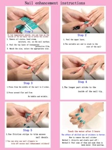 Nail Sticker, 14pcsnail Decal & 1pc Nail Buffing Block, For Women/girls Diy Nail Art Design Decoration, Full Cover Self-adhesive Nail Wrap With Various Patterns - Multicolor - View 4