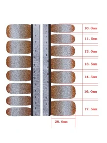 Nail Sticker, 14pcsnail Decal & 1pc Nail Buffing Block, For Women/girls Diy Nail Art Design Decoration, Full Cover Self-adhesive Nail Wrap With Various Patterns - Multicolor - View 3