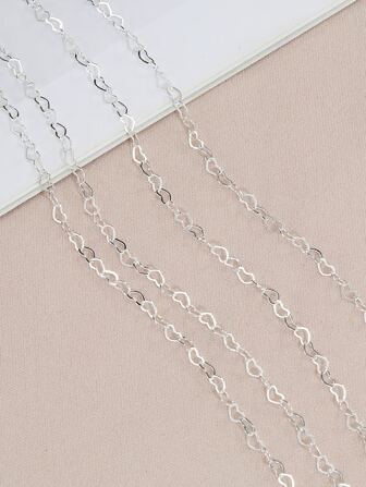 1m 甜銅鏤空心形鏈適合 Diy 女士珠寶製作