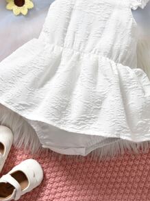 Bebé Vestido body de combinación ribete con fruncido & Accesorio Diadema - Blanco - Ver 6