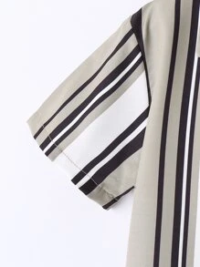 小男童條紋圖案襯衫和短褲和背心上衣