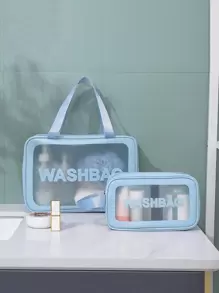 1pc Travel Portable Large Capacity Toiletry Bag, Carry-on Storage Organizer - Blue - View 7