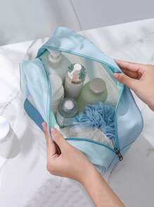 1pc Travel Portable Large Capacity Toiletry Bag, Carry-on Storage Organizer - Blue - View 2