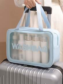 1pc Travel Portable Large Capacity Toiletry Bag, Carry-on Storage Organizer - Blue - View 5