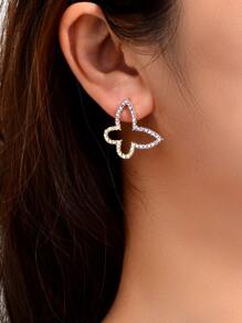 水鑽蝴蝶耳釘 - 淡紫色 - 查看 2