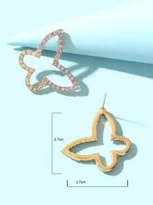 水鑽蝴蝶耳釘 - 淡紫色 - 查看 4