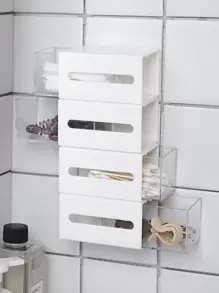 1pc Drawer Design Wall Mounted Storage Box - White - View 1