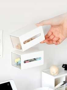 1pc Drawer Design Wall Mounted Storage Box - White - View 5