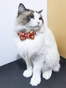 Flower Embroidered Bow Decor Pet Collar - Multicolor - View 2