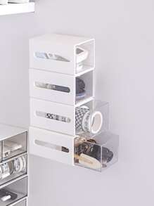 1pc Drawer Design Wall Mounted Storage Box - White - View 6