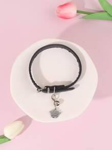 Rhinestone Crown & Bell Design Pet ID Tag - Silver - View 4