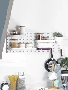 1pc Plastic Pegboard Display, White Pegboard Organizer For Kitchen - White - View 1