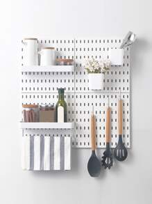 1pc Plastic Pegboard Display, White Pegboard Organizer For Kitchen - White - View 4