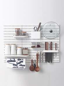 1pc Plastic Pegboard Display, White Pegboard Organizer For Kitchen - White - View 5