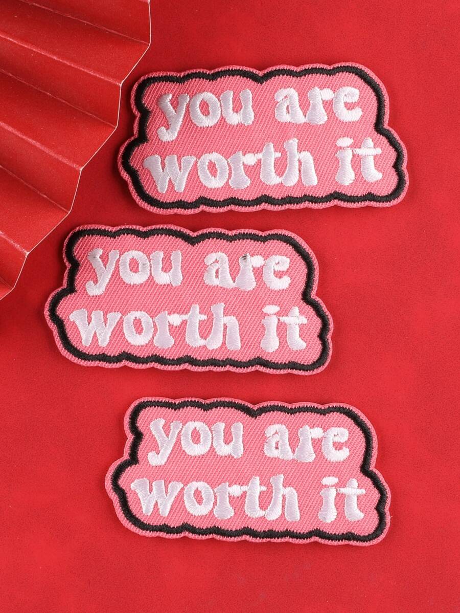 3 chiếc Slogan thêu sắt trên miếng vá - Nhiều màu - Xem 1