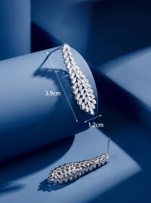 DV JEWELRY 1 Pair Luxury Platinum Plated Cubic Zirconia Pendant Earrings, Elegant Jewelry Gift For Women, Wedding, Party, Anniversary, With Gift Box - Silver - View 3