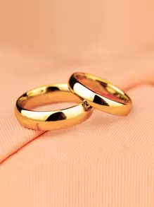 2pcs Couple Minimalist Ring - Yellow Gold - View 1