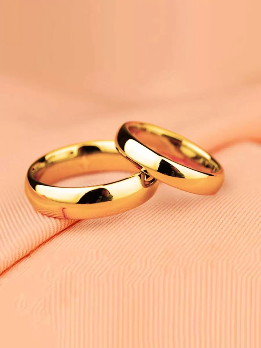 2pcs Couple Minimalist Ring - Yellow Gold - View 1