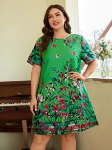 EMERY ROSE Vestido túnico con estampado floral - Verde - Ver 5