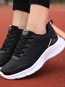 Women's Black Minimalist Road Running Shoes With Lace-up Closure - Black - View 4