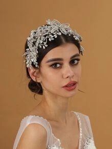 Rhinestone Decor Bridal Hair Band - Silver - View 1