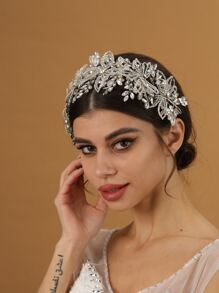 Rhinestone Decor Bridal Hair Band - Silver - View 4