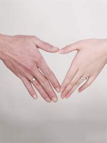 2入組情侶極簡風格戒指 - 銀色 - 查看 2