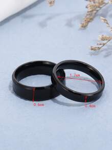 2 chiếc nhẫn đôi tối giản - màu đen - Xem 3