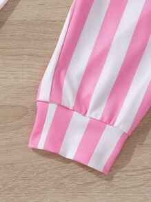 Girls Cartoon And Striped Print Bow Front PJ Set - Multicolor - View 3