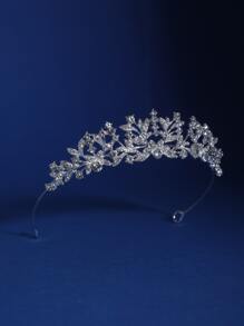 1pc Small Diamond Studded Crown Headband, Suitable For Weddings, Parties, Birthdays Valentine's Day Accessories - Silver - View 2