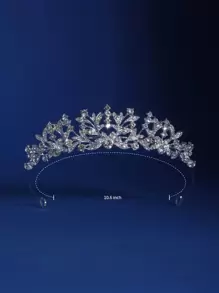 1pc Small Diamond Studded Crown Headband, Suitable For Weddings, Parties, Birthdays Valentine's Day Accessories - Silver - View 3