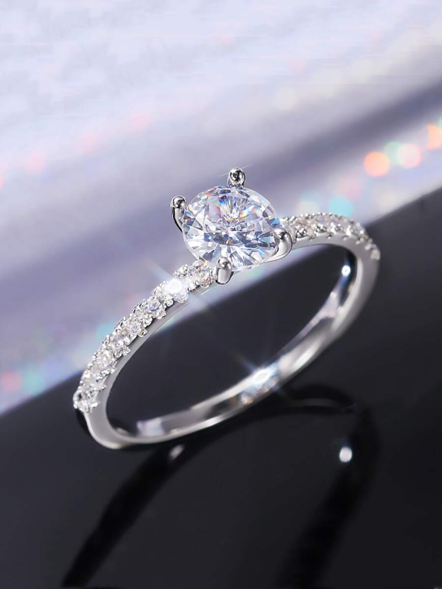 1 chiếc nhẫn Cubic Zirconia thanh lịch dành cho phụ nữ làm quà tặng ngày lễ tình nhân, trang sức tiệc cưới, mẹ, mẹ, ngày của mẹ, quà tặng