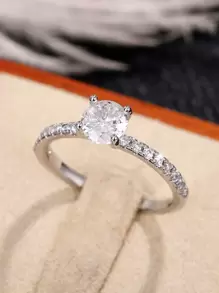 1 chiếc nhẫn Cubic Zirconia thanh lịch dành cho phụ nữ làm quà tặng ngày lễ tình nhân, trang sức tiệc cưới, mẹ, mẹ, ngày của mẹ, quà tặng - Bạc - Xem 5