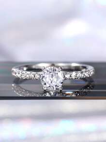 1 chiếc nhẫn Cubic Zirconia thanh lịch dành cho phụ nữ làm quà tặng ngày lễ tình nhân, trang sức tiệc cưới, mẹ, mẹ, ngày của mẹ, quà tặng - Bạc - Xem 6