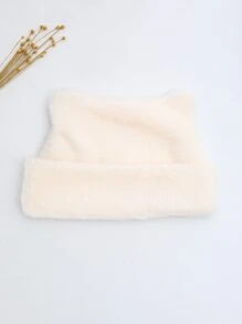 Ear Decor Fuzzy Hat - Apricot - View 6