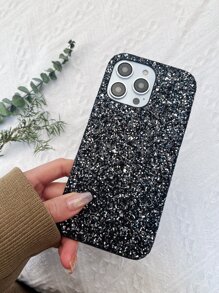 Funda para teléfono con decoración de rhinestones y brillos con diseño de manzana, estilo de moda de los 2000s Y2K, compatible con iPhone 11, Galaxy A14, iPhone 13 - Negro - Ver 2