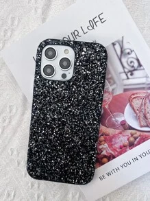 Funda para teléfono con decoración de rhinestones y brillos con diseño de manzana, estilo de moda de los 2000s Y2K, compatible con iPhone 11, Galaxy A14, iPhone 13 - Negro - Ver 4