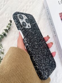 Funda para teléfono con decoración de rhinestones y brillos con diseño de manzana, estilo de moda de los 2000s Y2K, compatible con iPhone 11, Galaxy A14, iPhone 13 - Negro - Ver 5