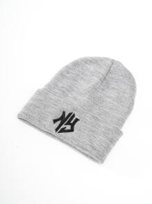 件女式秋冬針織防寒帽字母刺繡毛帽時尚實用 - 灰色 - 查看 3