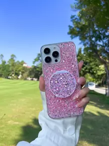 金屬亮絲手機殼附鏡子 - 粉色 - 查看 6