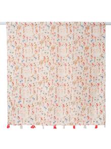 Ditsy Floral Print Tassel Decor Scarf - Multicolor - View 2