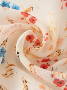 Ditsy Floral Print Tassel Decor Scarf - Multicolor - View 3