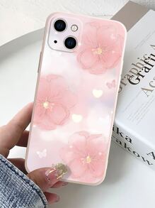 粉色夏日花朵图案手机壳 适用于 iPhone15/15Plus/15Pro/15Promax 防水防震防摔防刮 - 淺粉色 - 查看 2