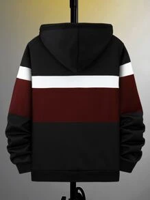 Manfinity Homme Men Color Block Letter Graphic Drawstring Hoodie - Multicolor - View 2